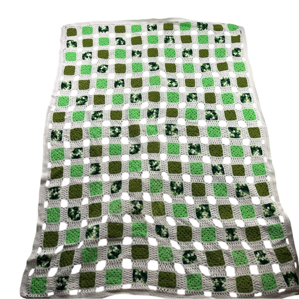 Handmade Crochet Granny Square Afghan Throw Blanket 73x60